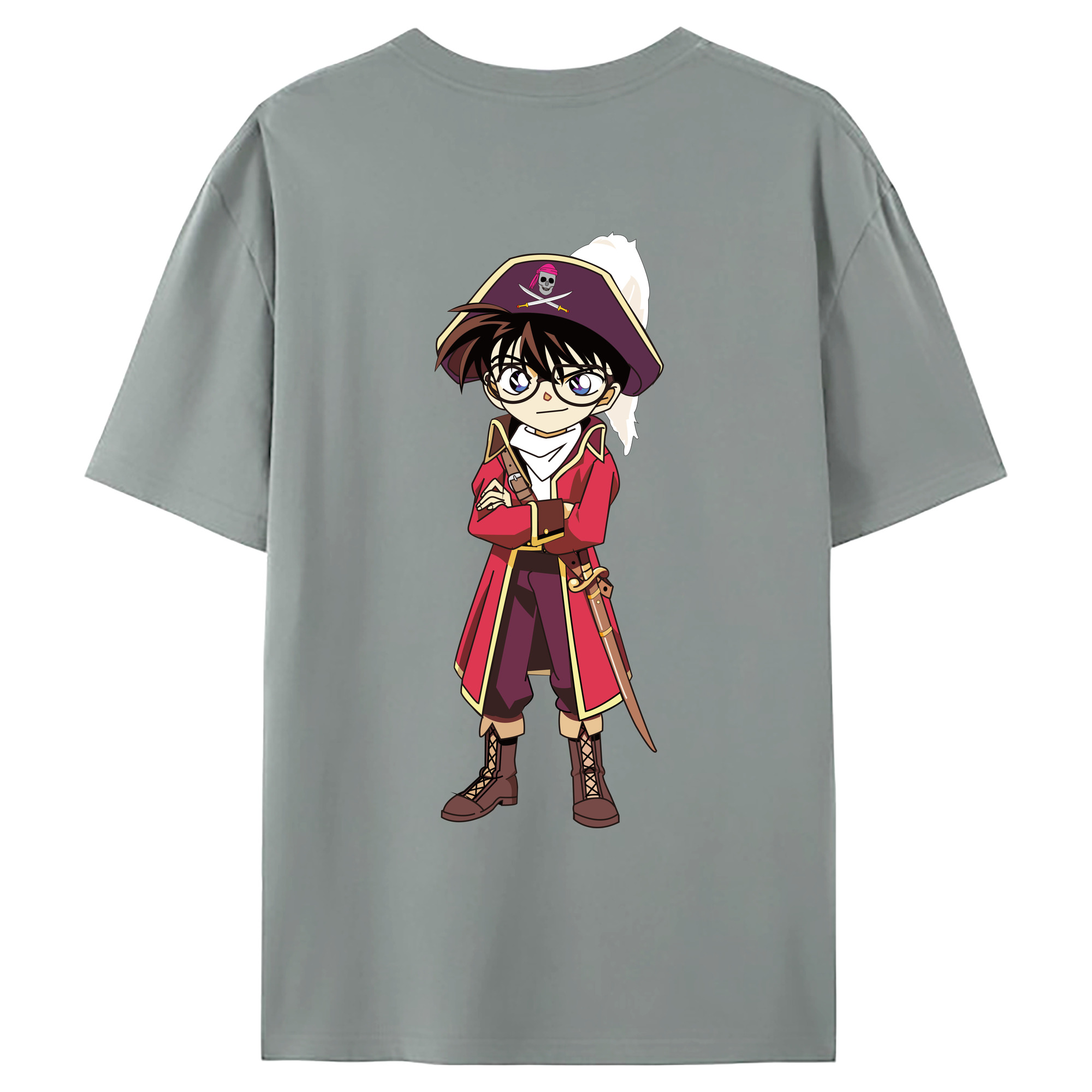 （画像用） 名探偵コナン 江戸川 コナン Detective Conan Conan Edogawa 綿100％ メンズ半袖Tシャツ（バックプリント） 通気性